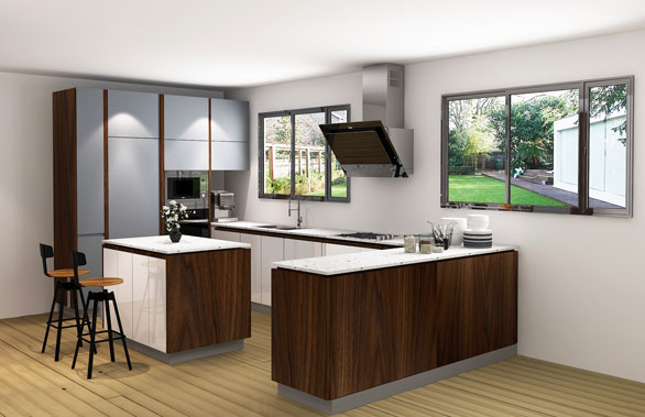 Color Mixed Contemporary Kitchen Cabinet