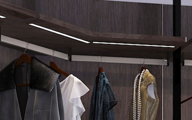 Built-in LED Light in Vermont Open Bedroom Wardrobe