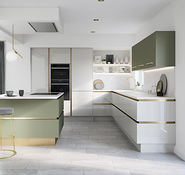 Custom Green Kitchen Cabinet Design
