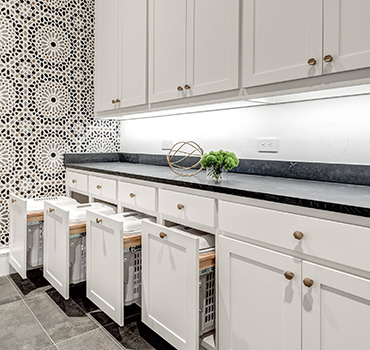 Custom White Laundry Room Cabinet Design