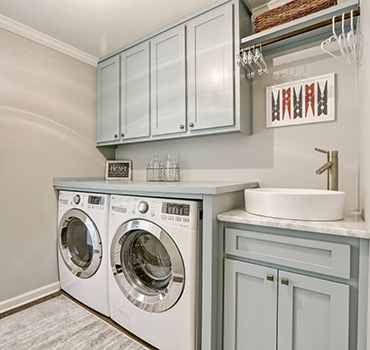 Custom Solid Wood Laundry Cabinet Design