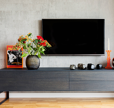 Custom Wood Veneer TV Unit Design