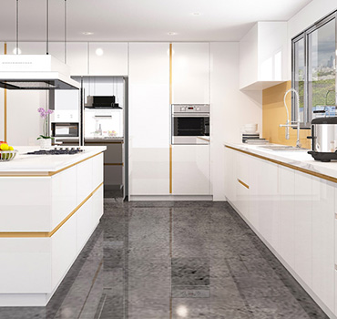 Custom Modern White Kitchen Cabinets Design