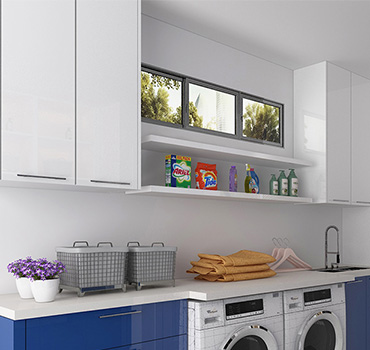 Custom White Laundry Room Cabinets Design