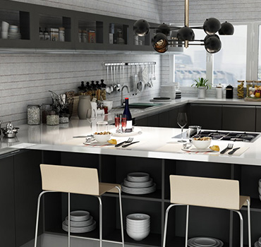 Custom Gray Colored Farmhouse Kitchen Cabinets Design