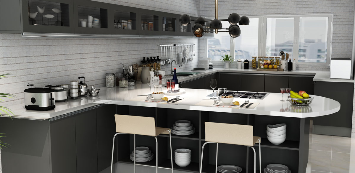 gray high gloss kitchen cabinets
