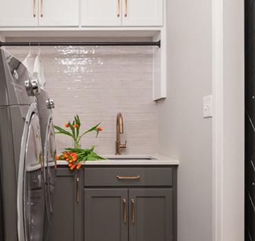 Custom Black Laundry Room Cabinets Design