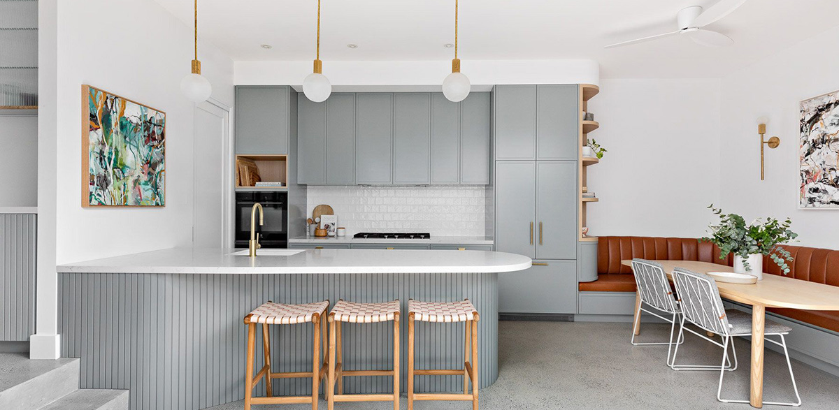 gray painted kitchen cabinets