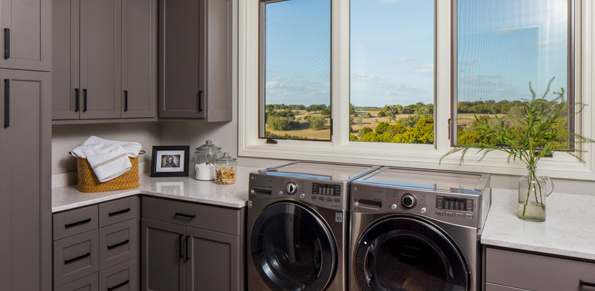 laundry room black cabinets