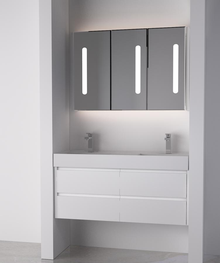 custom size of high gloss white bathroom vanity