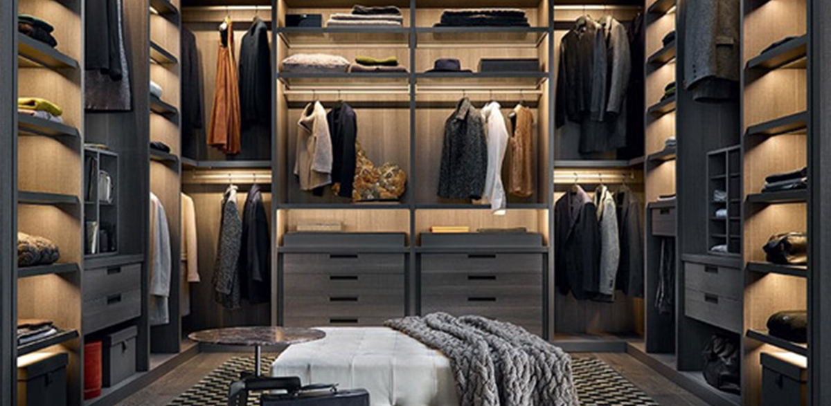 custom wood veneer wardrobe design