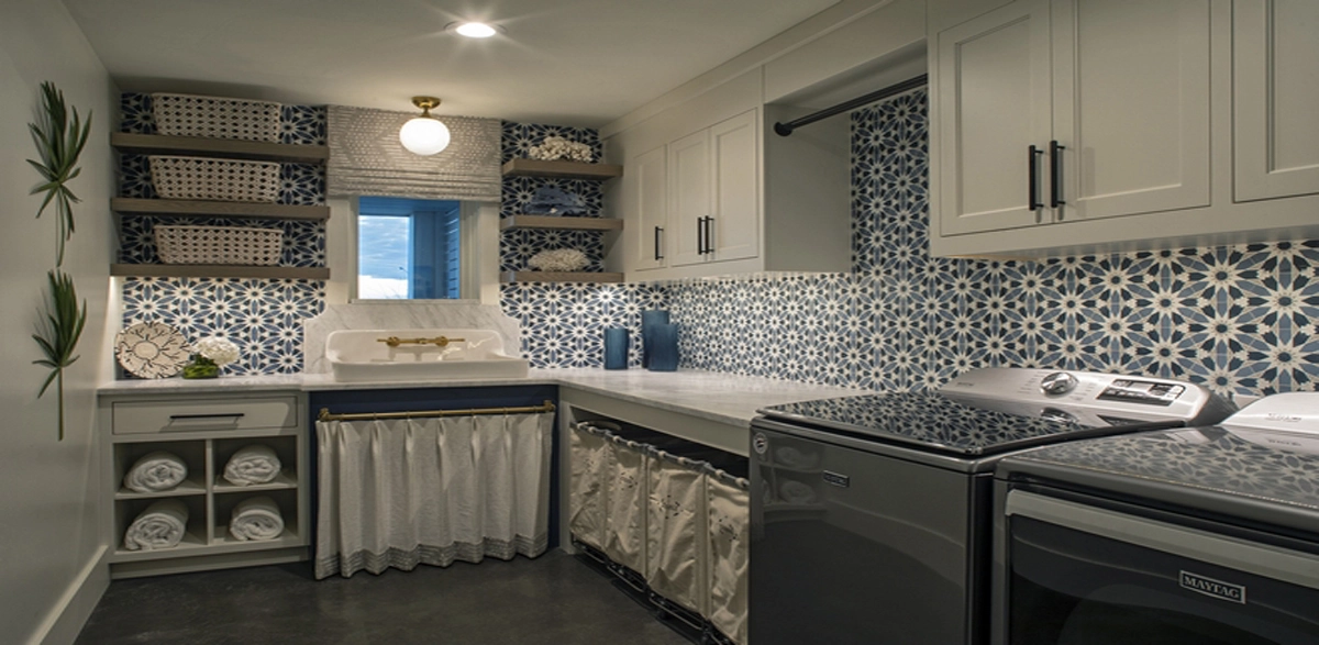 wood shelving for laundry room